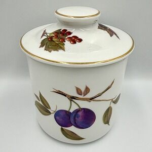 Vintage 1960s Royal Worcester Evesham Gold Lidded 6" Small Canister England